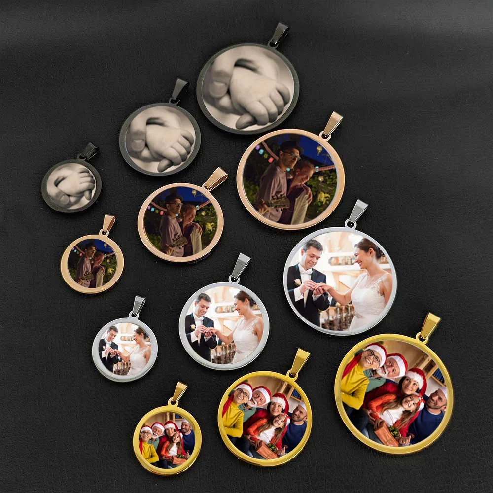 

Hip Hop Jewelry Stainless Steel Picture Pendant Personalized custom 18K Gold Plated Memory Photo Pendant Silver Not Fade