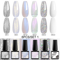 6PCS White Glitter Nail Polish Gel Set Popular Colors Autumn Semi Permanent Soak Off UV Nail Art Manicure Varnish Supplies Kit
