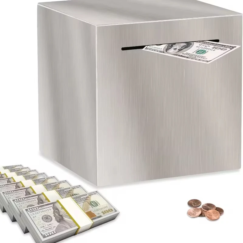 

Stainless Steel Piggy Bank Only in,No Export Banknotes Large-capacity Coin Boxes Safe Box Money Savings Bank for Kids