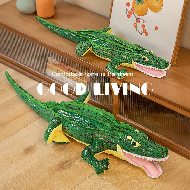 

70/90cm Simulation Crocodile Plush Toy Cute Stuffed Animal Realistic Alligator Plushie Dolls Creative Soft Pillow for Home Decor