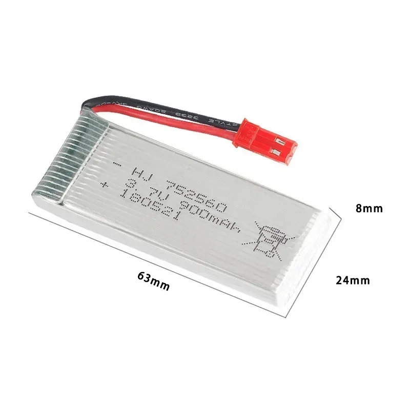 3.7V 900mah 25C 752560   Bateria Lipo wtyczka JST z ładowarką do X5 X5C X5SC X5SW 8807 8807W A6 A6W M68 części zamienne do dronów Rc