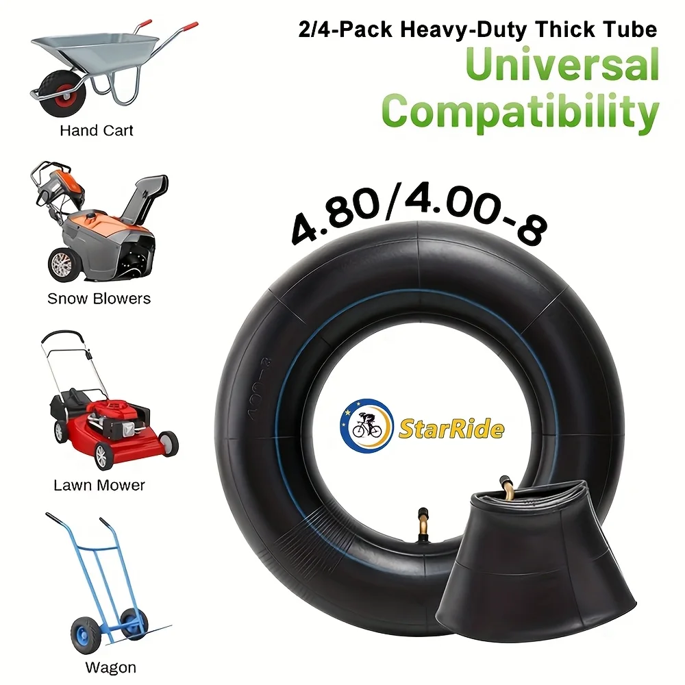 

2/4-Pack 4.80/4.00-8 Heavy Duty Inner Tubes for Wheelbarrows, Lawn Mower, Garden Carts, Yard Trailers, Trolleys 4" Tires