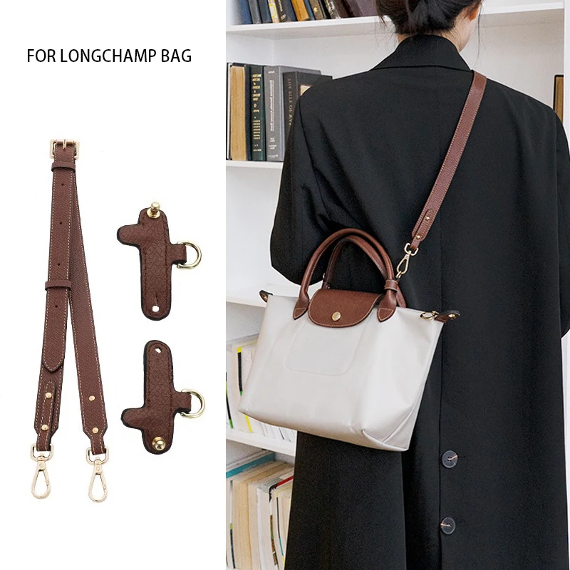 Bag Shoulder Strap For Longchamp Short Handle Bag Adjustable Free Punching Modified Messenger Strap Real Leather Shoulder Strap