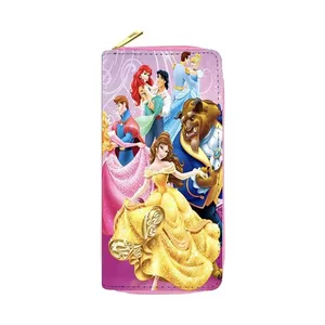 Disney-A Bela e a Fera e a Princesa PU Carteira Longa, Multifunções Porta-Moedas Zip, Porta-Cartão Feminino, Embreagem 6 principais vendas bela e a fera ballet - №3