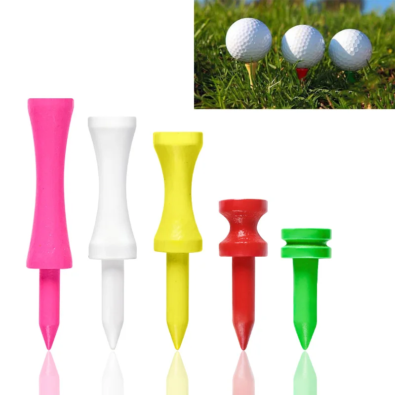 Castle Golf Tees Wood Value 50 Pack, Step Down Tees with 5 Different Sizes for Consistent Height & High Visibility