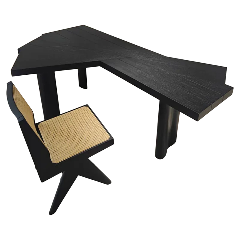 Creative sense of high-end, fan-shaped, special-shaped, desk, Italian minimalism, solid wood desk