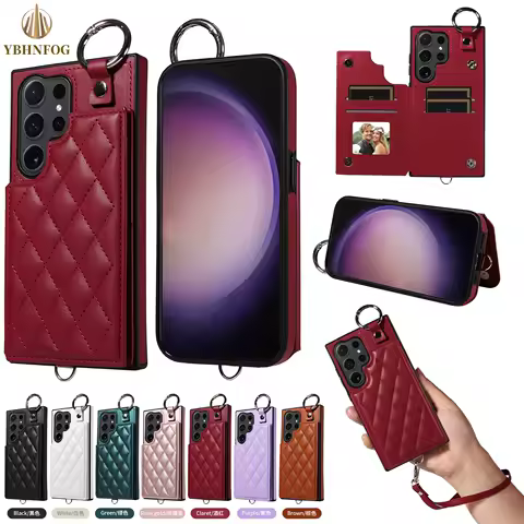 All-Round Shockproof Magnetic Leather Wallet Case For Samsung Galaxy S21 FE S22 Plus S23 S24 Ultra Ring Buckle Phone Stand Cover