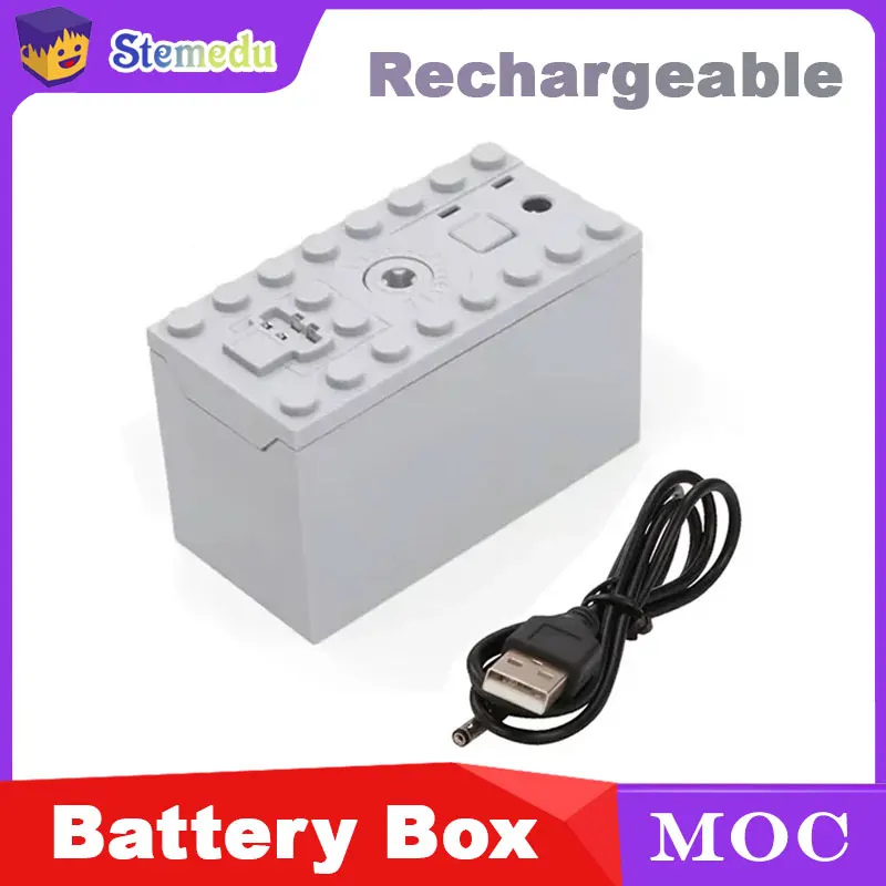 

MOC Rechargeable Lithium Battery Box Multi-function Power Up Tool Car Train Motor Speed Adjust Control for Building Blocks 8878