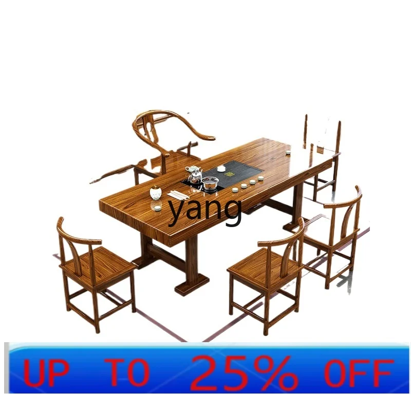 LMM solid wood one table five chairs kung fu tea table drinking tea table new Chinese tea