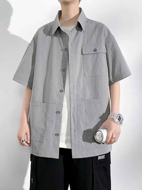 

Loose Fit Summer Men's ort Sve Ice Silk Thin irt plus Size Big Code Men's Clothing Breathable Polyester Fiber Casual S...