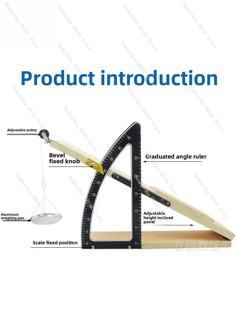 Inclined Plane Friction Tester with Protractor Wood Block for Physics Experiment