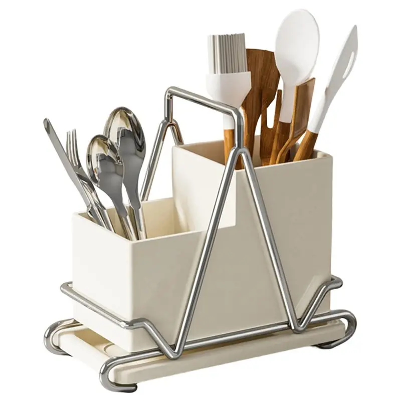 

SEWS-Utensil Organizer For Countertop Metal Utensils Holder Large Utensil Crock For Spoon Spatula, Home Kitchen Decor