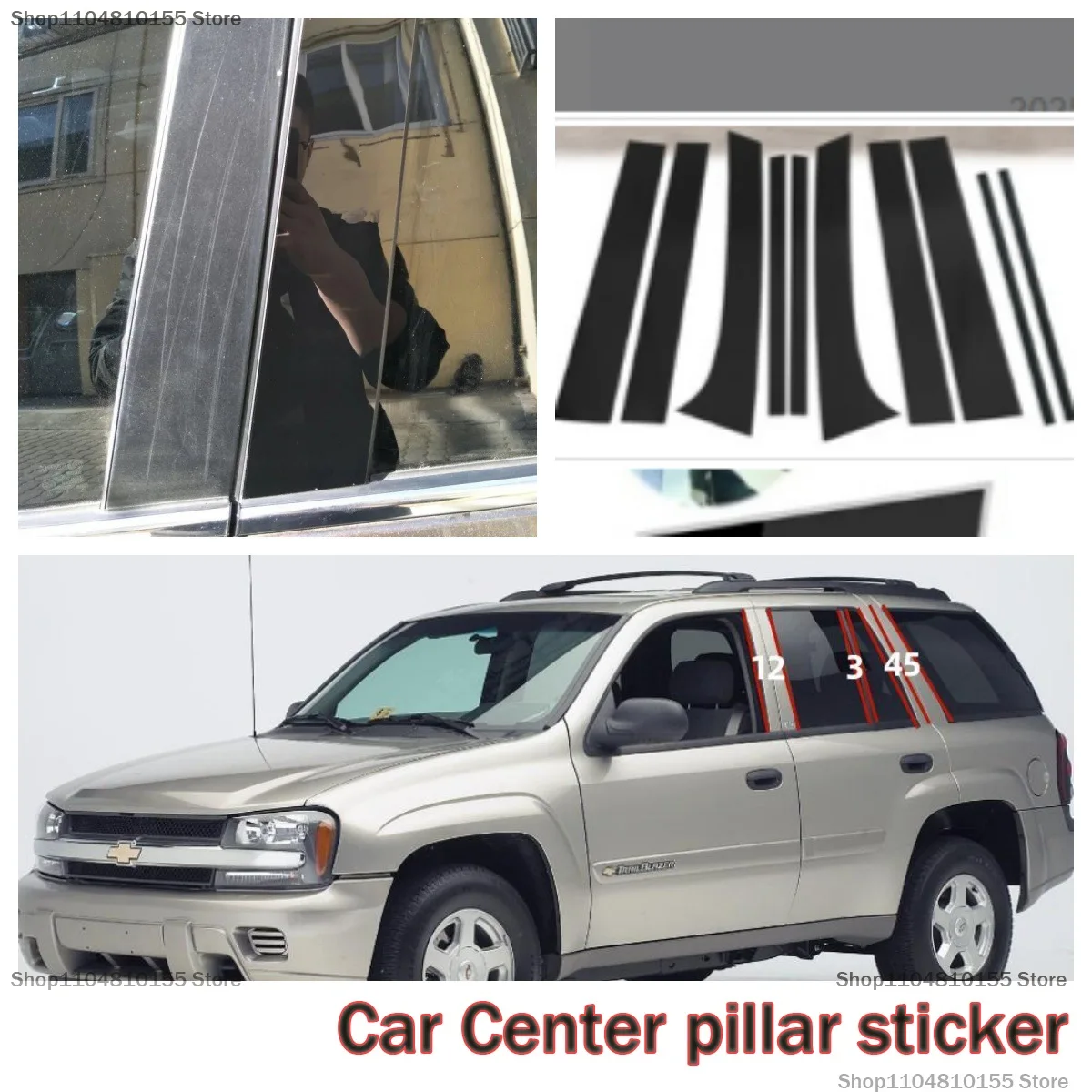 

For Trax TrailBlazer Envor Window Decoration Bright Black Door Frame Pillar Adhesive Accessories