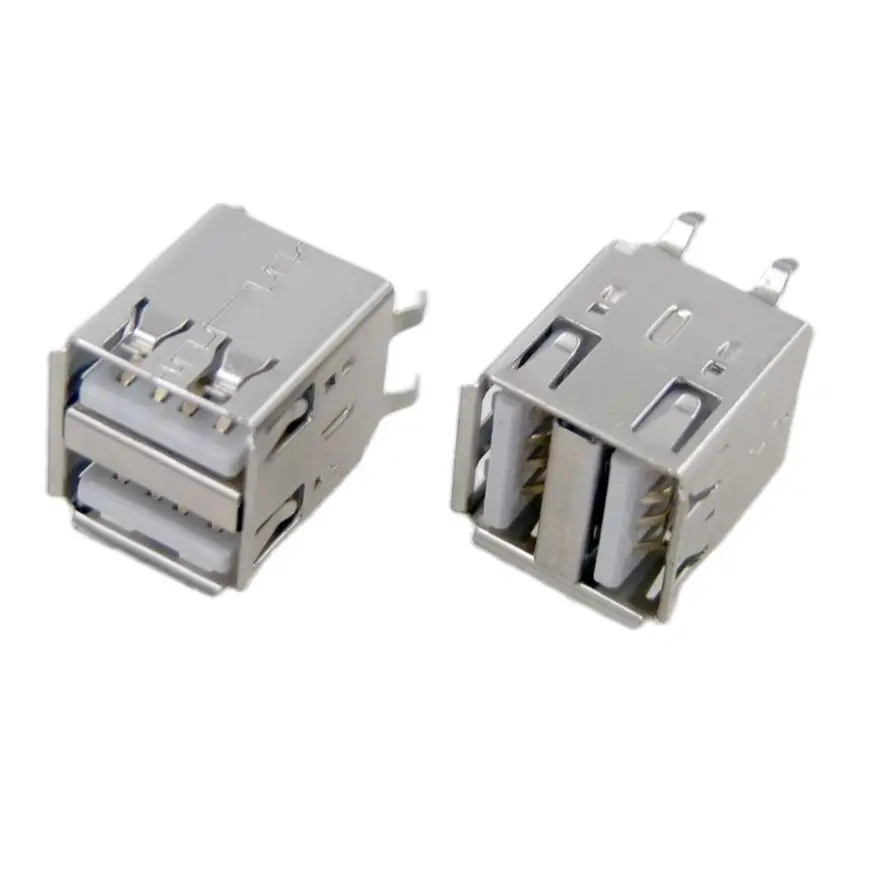 

100PCS NEW USB Connector AF Socket Type A Double USB Female 180 Degrees PCB USB ports Connector Special Wholesale