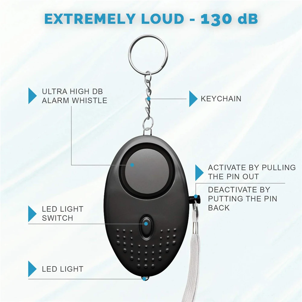 130db Safesound Personal Security Alarm Keychain With LED Lights Self Defense Electronic Device For Women Kids Girls Security