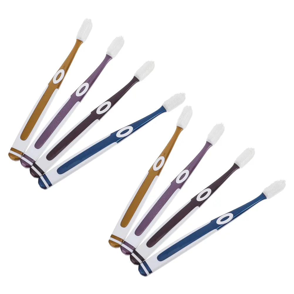 8pcs Adult Nano Toothbrush Soft Bristle Silicone Travel Set For Sensitive Gums Deep Cleaning Family Pack Portable Hotel Use