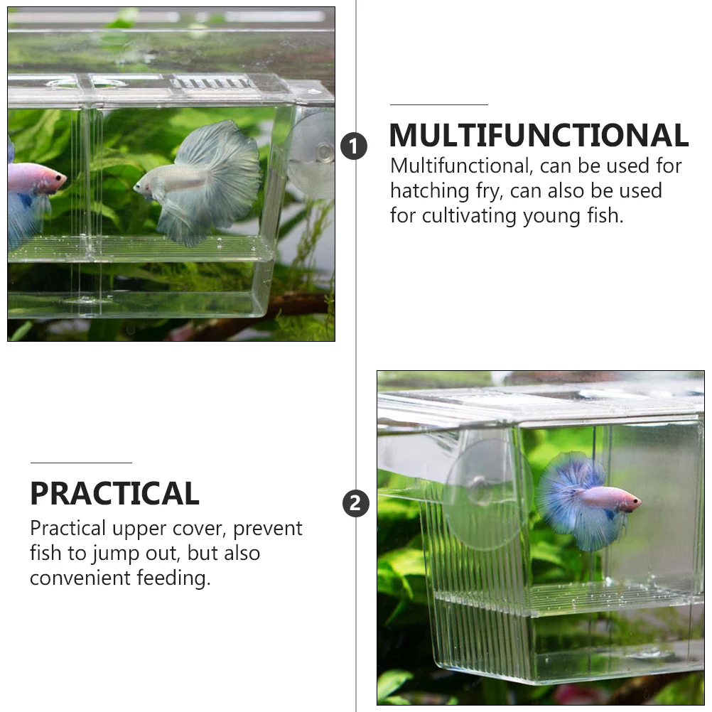 

Plastic Fish Hatching Box Aquarium Breeding Container Transparent Fry Incubation Tank Suction Cup Easy Observation Long Term Use
