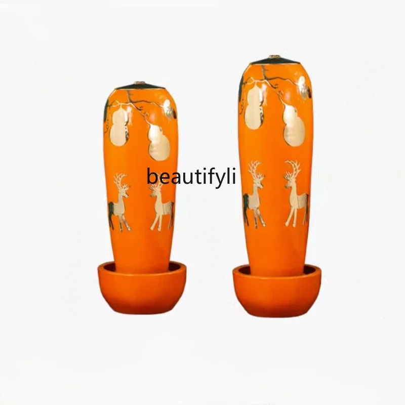 Simple Light Luxury Handmade Ceramic Landscape Floor Circulating Water Fountain Living Room Club Office Humidification Ornaments
