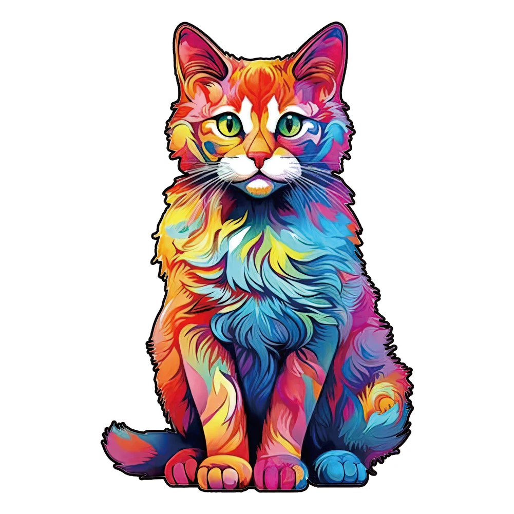 

Color Cat Wooden Jigsaw Puzzle Children's Gifts Irregular Shape Jigsaw Puzzle Christmas Gift Adult Leisure Family Interaction.