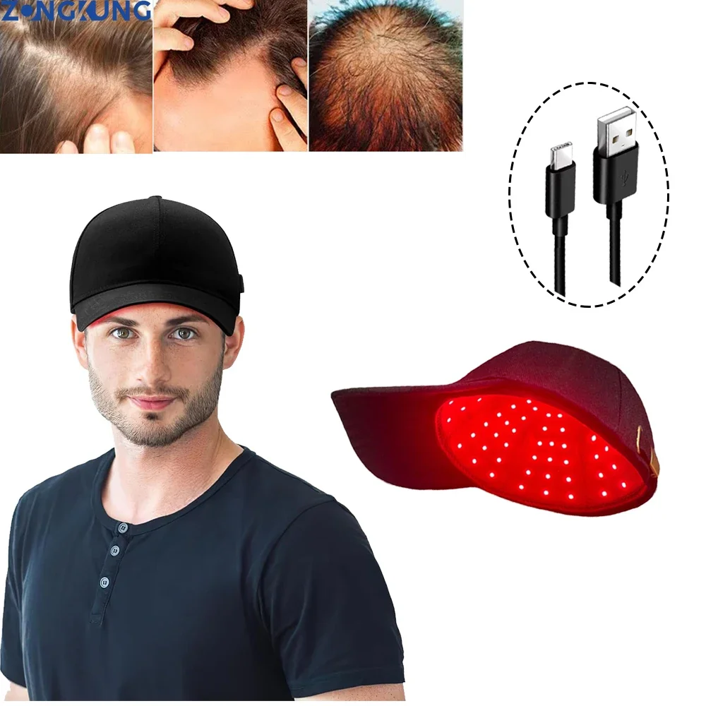 96Pcs Leds Red Light Cap for Hair Fast Growth Red&Infrared Light Device Anti Hair Loss Anxiety Stress Relief Fatigue USB PLug-in