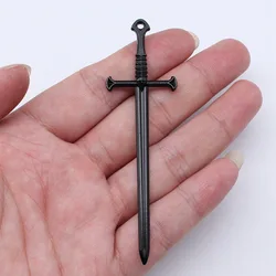 WYSIWYG 10pcs 25x87mm 3 Colors Medieval Gothic Style Cosplay Acgn Long Sword Charms Pendant For DIY Jewelry Making