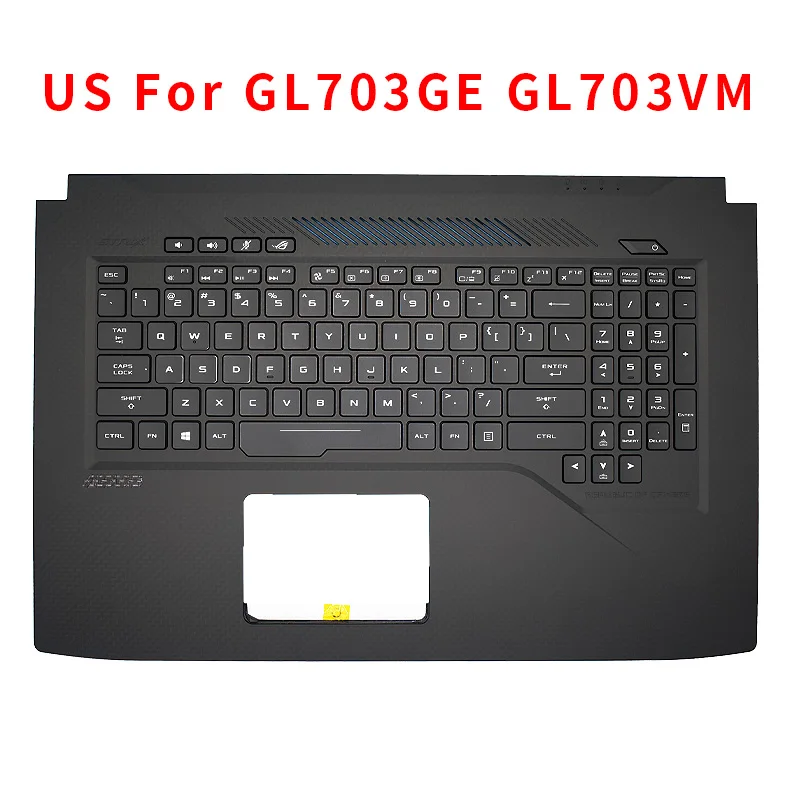 Imagem -05 - Tampa do Teclado Retroiluminado para Asus Novo Laptop Palmrest Eua fr ru Teclado Top Case Rog Strix Gl703ge Gl703gs Gl703vm Rgb Novo