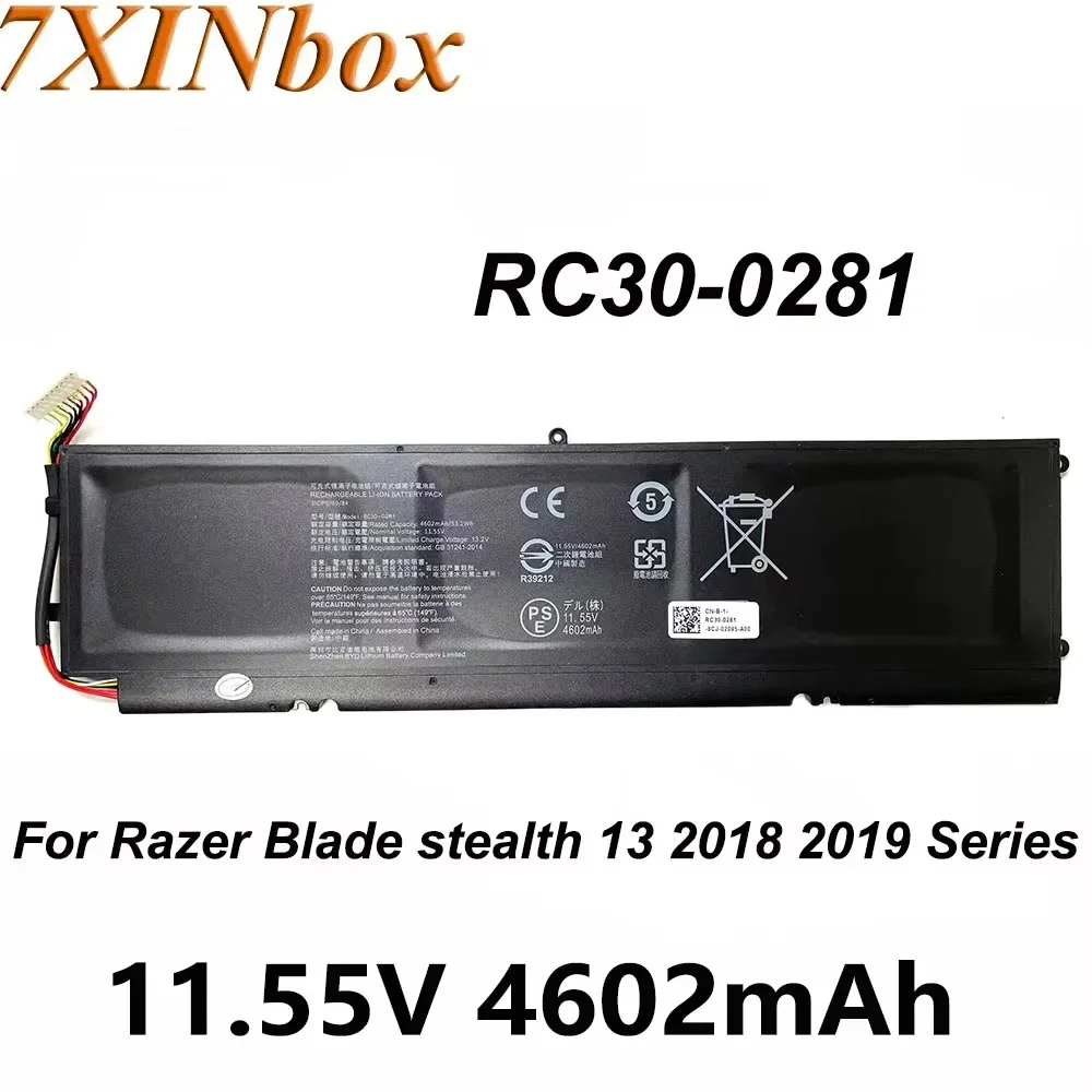 7XINbox RC30-0281 11.55V 53.1Wh 4602mAh Laptop Battery For Razer Blade stealth 13 2018 2019 GTX 1650 Max-Q i7-8565Ur RZ09-0281