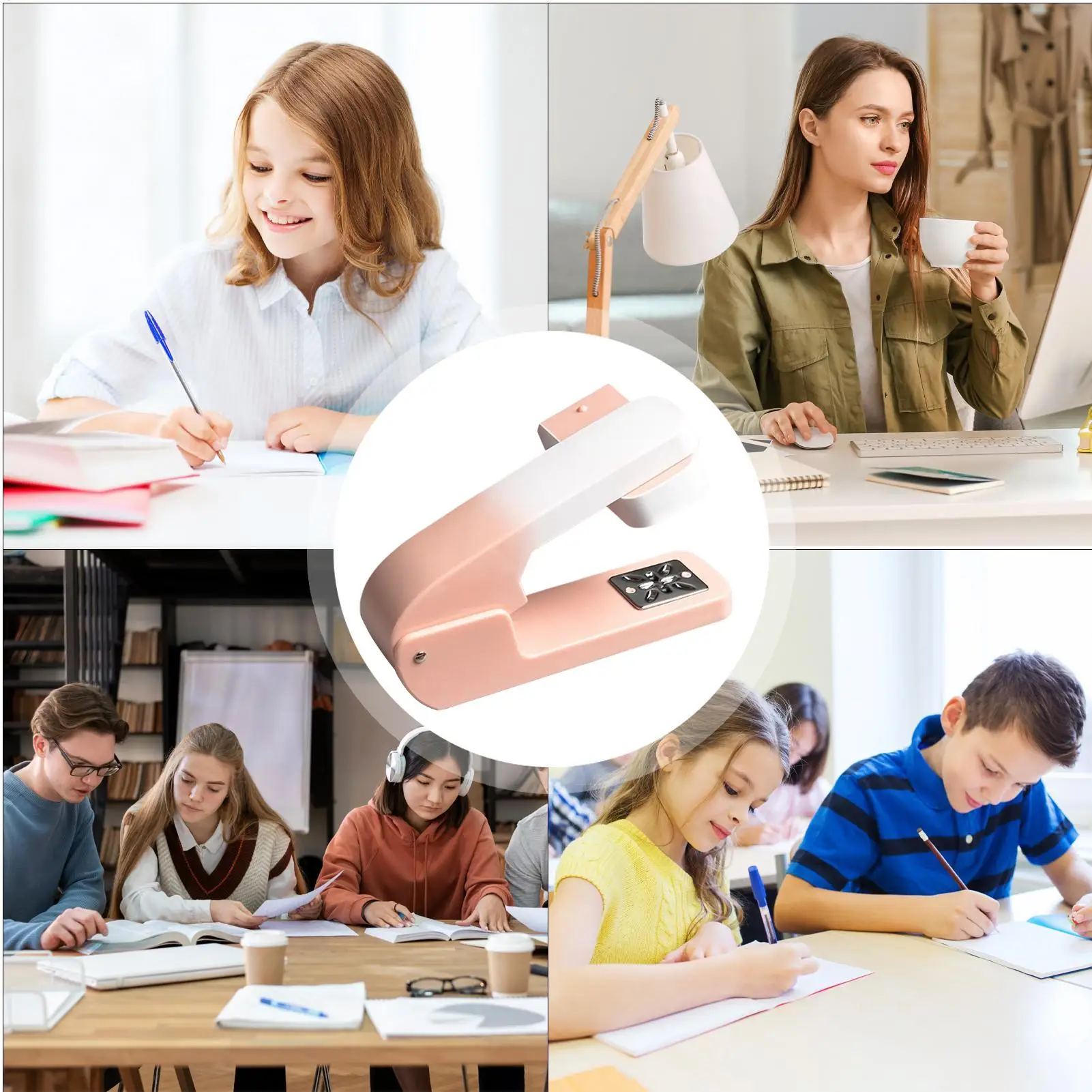 Nietmachines Voor Bureau 360 Graden Roterende Arm Nietmachine 20 Vel Capaciteit Multi-Angle Nietmachine Bureau Accessoires Voor kantoor