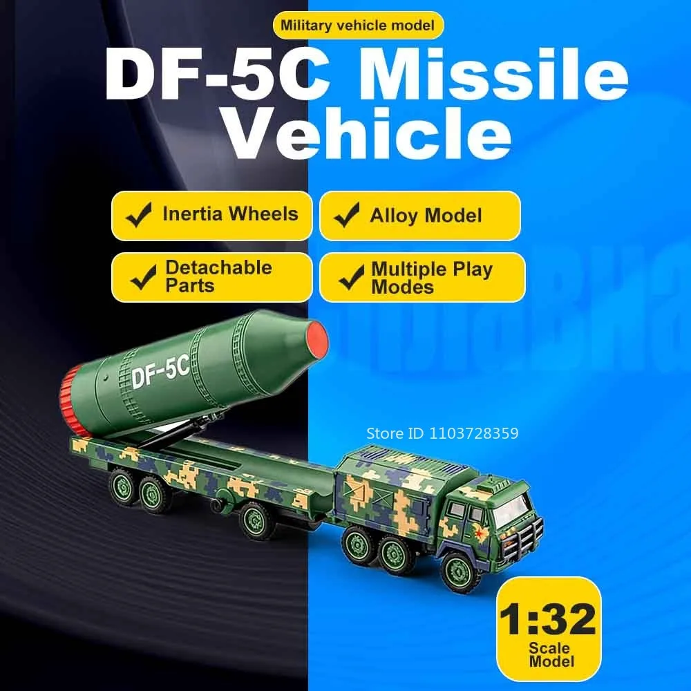 

1:43 Model Toy DF-5C Missile Launch Cars Metal Diecast Sound Light Glide Forward Simulation Military Vehicles Kids Edutainment