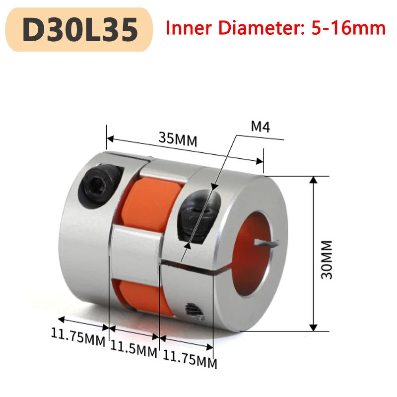 

1pc D30L35 Plum Spider Flexible Motor Coupler Aluminium Elastic Jaw Coupling D30 L35 5/6/6.35/7/8/9/10/11/12/12.7/13/14/15/16mm