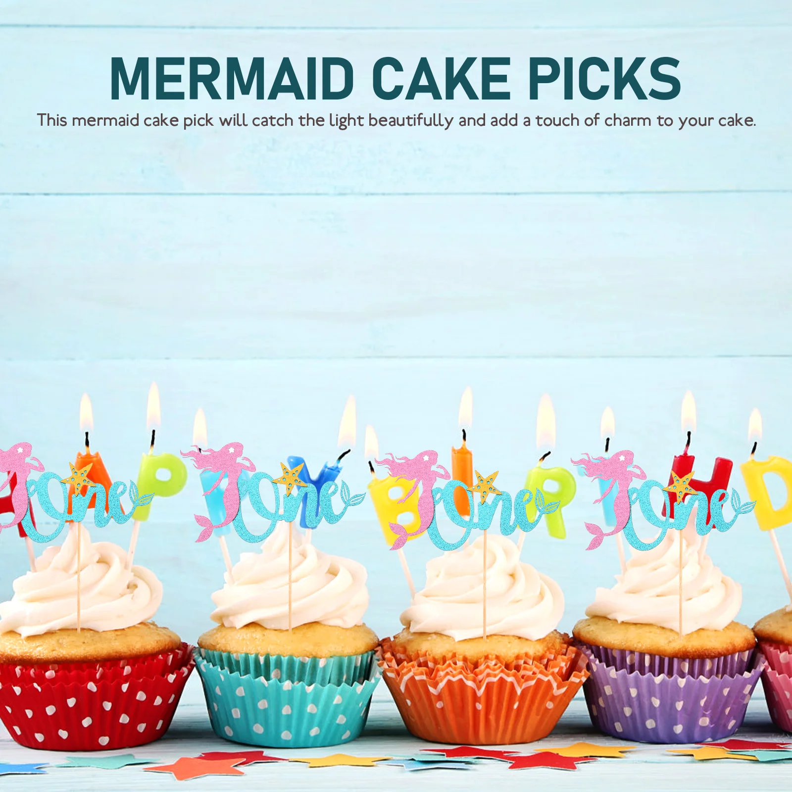 

5pcs Picks Mermaid Theme Ocean Colorful Decorations Birthday Party 1St Birthday Cake Decor Cupcake Topper Cake naments