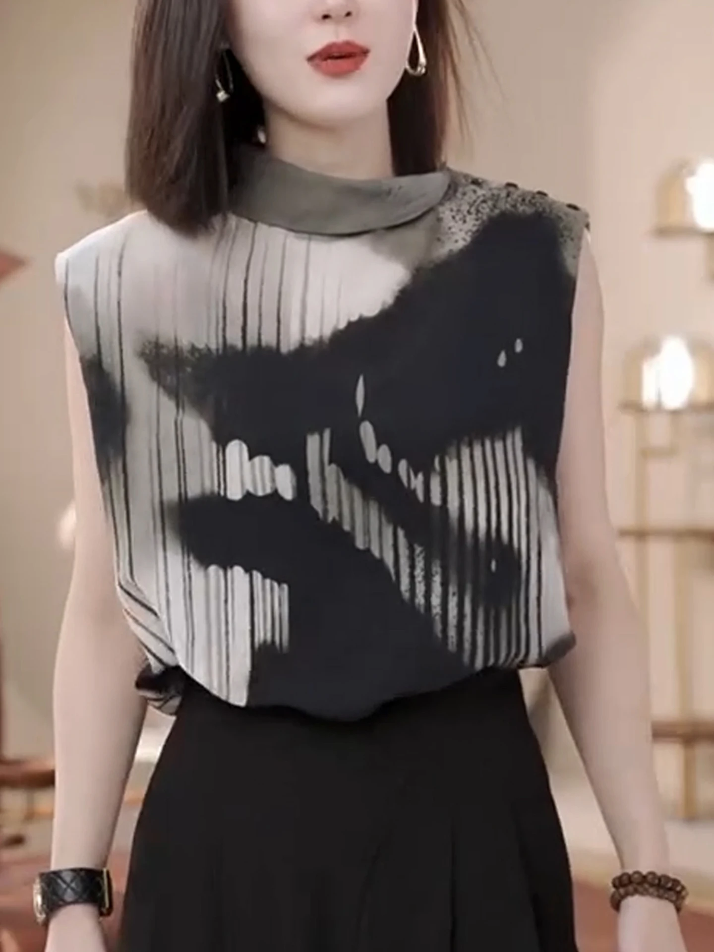 

Повседневный универсальный летний топ с открытыми плечами и цветочным принтом для женщин, шелковая смесь прямого кроя