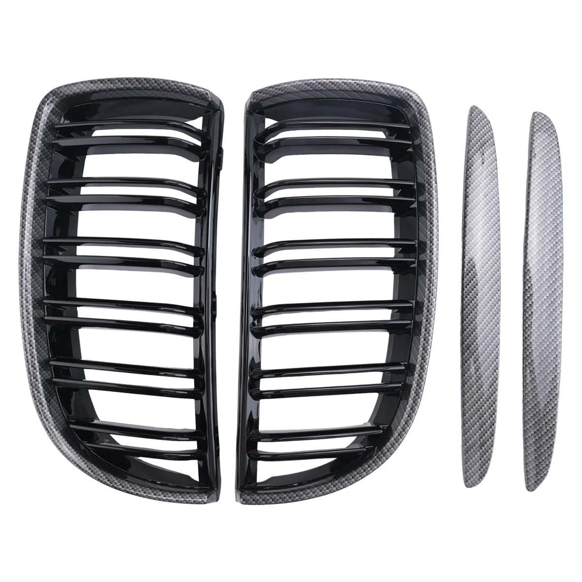 

ADFTMu-Car Carbon Fiber Look Front Kidney Grille Dual Slats Grill for BMW 3 Series E90 E91 2005-2008