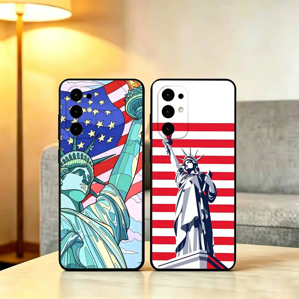 S-Statue of L-Liberty Phone Case For Samsung S25,S24,S21,S22,S23,S30,Ultra,S20,Plus,Fe,Soft Black Cover