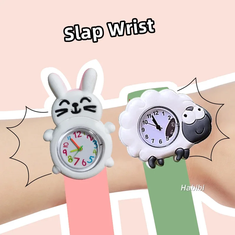 Cartoon 3D Animals Watch for Kids, Lovely Baby Watch, Meninos e Meninas, Birthday Party Gift, Study Time Toy, Child Slap Watches, Free Battery