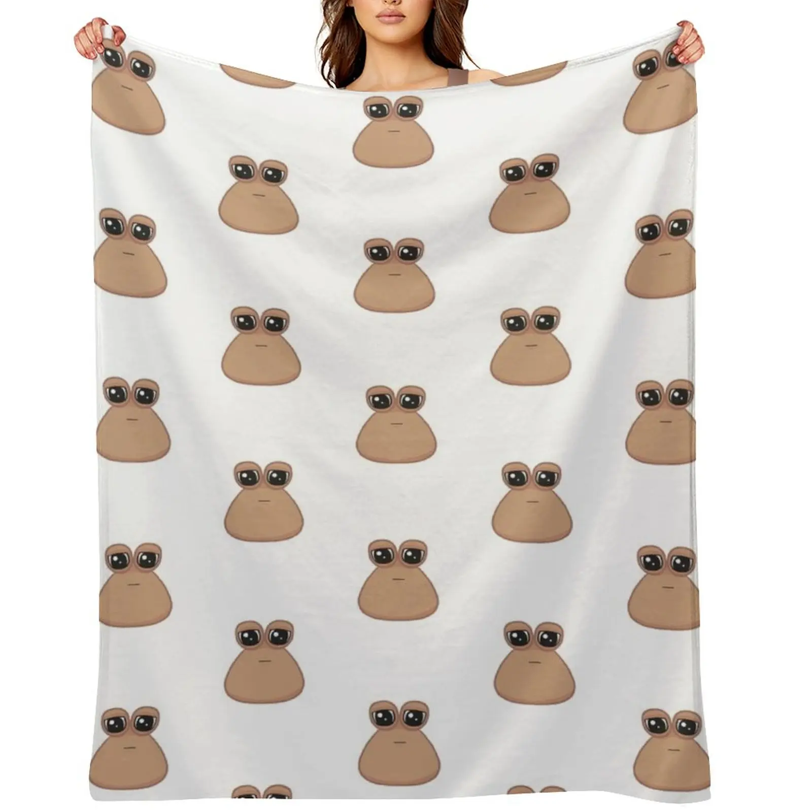

Sad cute little cursed Pou Throw Blanket Plush for babies Shaggy Luxury Designer Blankets