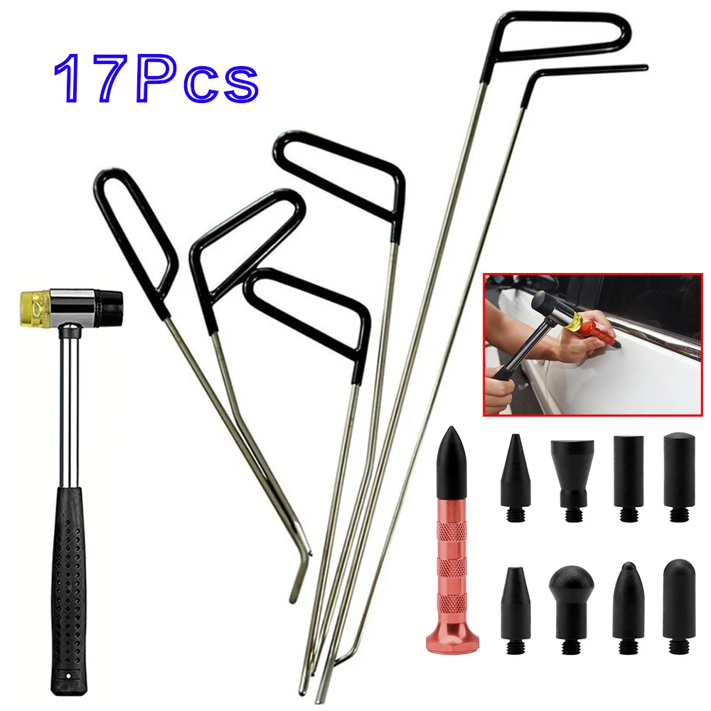 Car Dent Repair Remover Hooks Rods Tools Car Paintless Dent Removal Door Dent Dings Removal Painless Tool for Automotive Hail