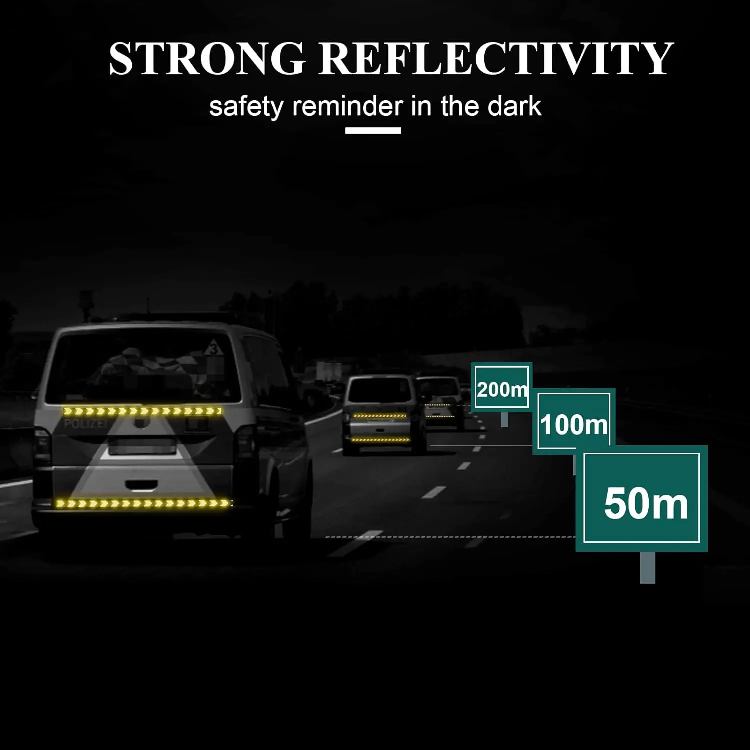 Reflective Tape, 10CM x 10M Waterproof Warning Tape Safety Tape-Conspicuous Warning Tape for Vehicles, Cars, Trailers, Outdoors