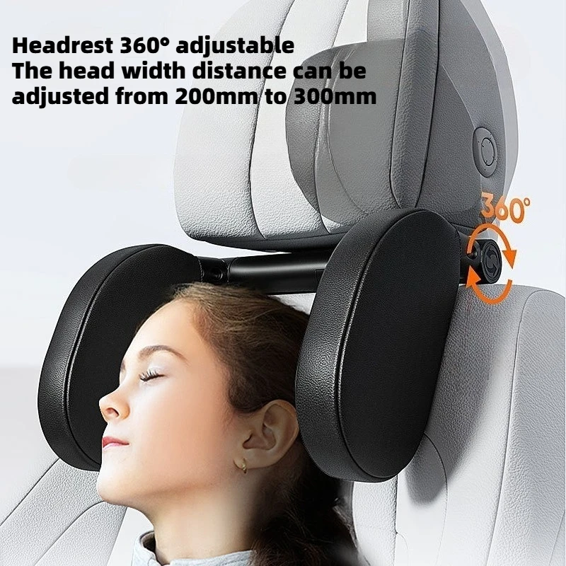 Ergonomic 360° Adjustable Auto Cervical Pillow with Memory Foam & Side Pads One-Click Sleep Headrest for Car