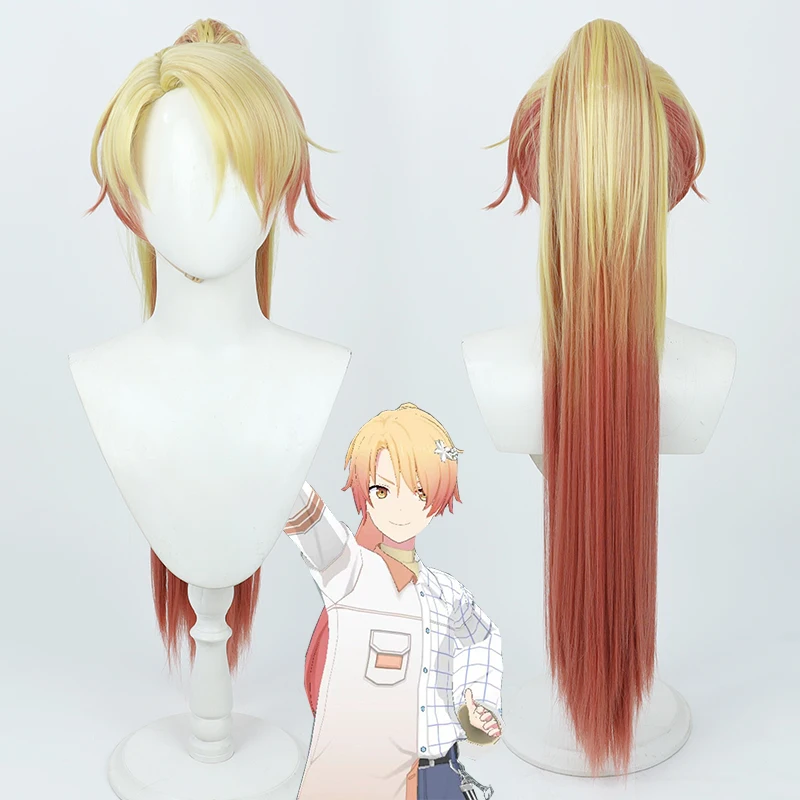 Project Sekai Colorful Stage Tenma Tsukasa Cosplay Wig Long Ponytail Synthetic Hair Heat Resistant Halloween Role Play Party