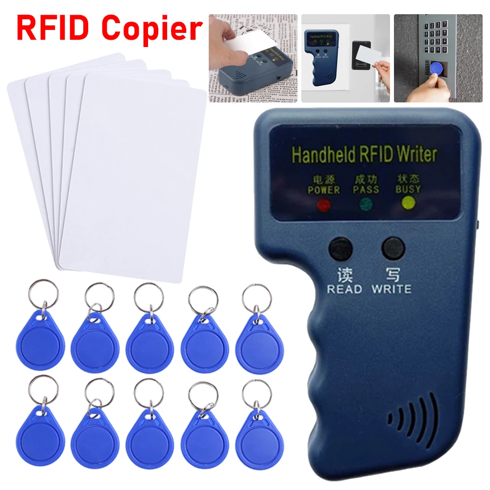 Handheld 125KHz Read EM4100 TK4100 RFID Copier Writer Duplicator Programmer Reader EM4305 T5577 Rewritable ID Keyfobs Tags Cards