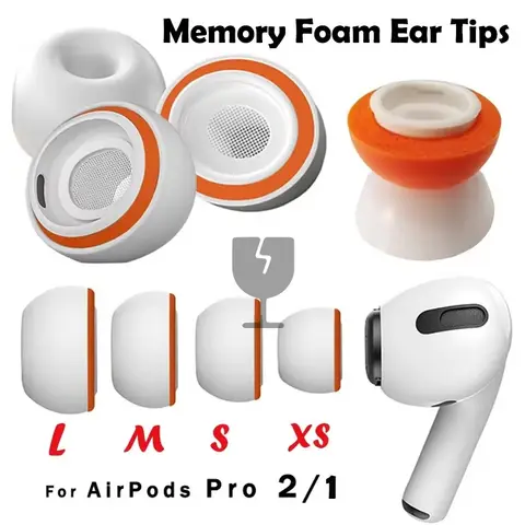 애플 에어팟 프로 2/1용 메모리폼 이어팁 실리콘 이어쿠션 교체용 이어폰 이어패드 이어플러그 캡 S/M/L 사이즈 1쌍