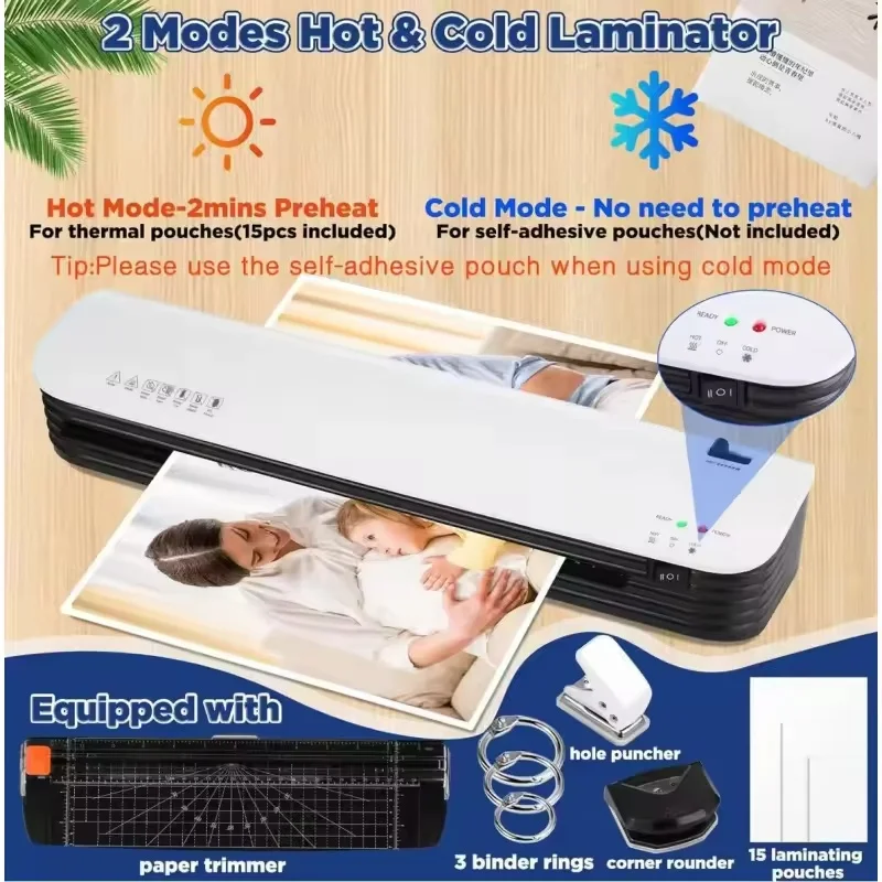 SL399 مجموعة متعددة المكونات A3/A4 آلة تصفيح ذكية متوافقة مع بارد وساخن، تصفيح مستندات مكتب الصور العائلية المنزلية #2
