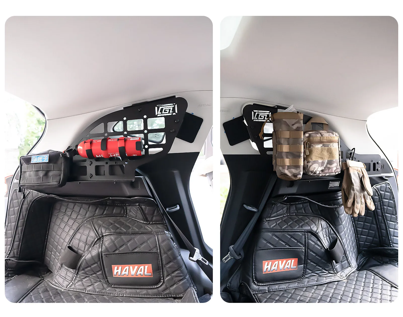 For Haval H6 Third generation 2020-2026 Storage Panel Side Window Bracket Storage Panel Rear Trunk Molle Panel Organizer