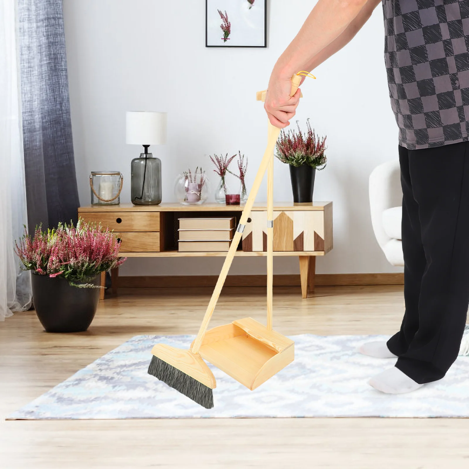 

1Set Soft Bristle Broom Dustpan Set Long Handle Lightweight Upright Dustpan Floor Cleaning Home Supplies Hair Broom