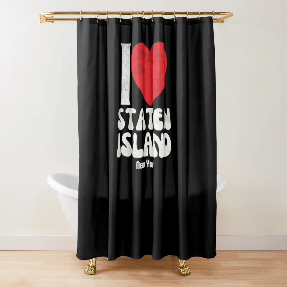 

I Love Staten Island Lovers Retro Distressed Shower Curtain For Bathroom Cover Waterproof Fabric Shower Curtain
