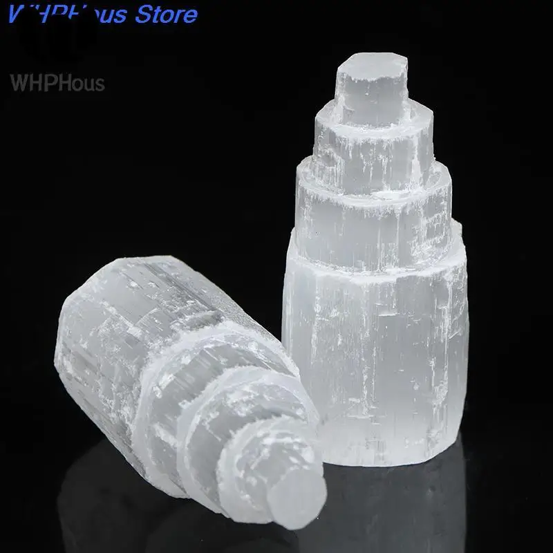 Selenite Natural Stone Lamp White Gemstones Ice Berg Carved Lamp Crystal Ore Decor Gypsum Tower Mineral Quartz Tower Home Decor