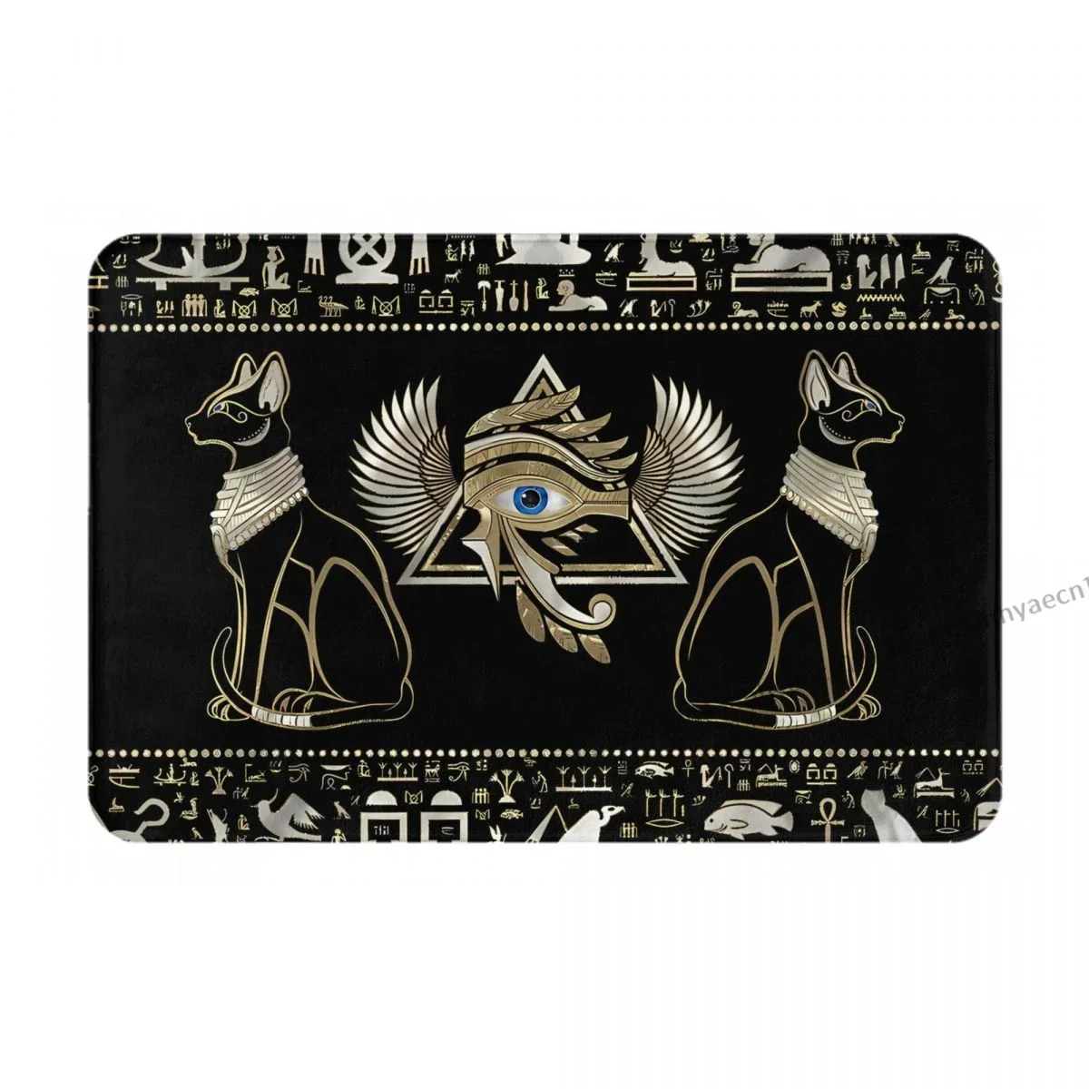 Non-slip Doormat Living Room Mat Egyptian Cats And Eye Of Horus Floor Carpet Welcome Rug Bedroom Decor