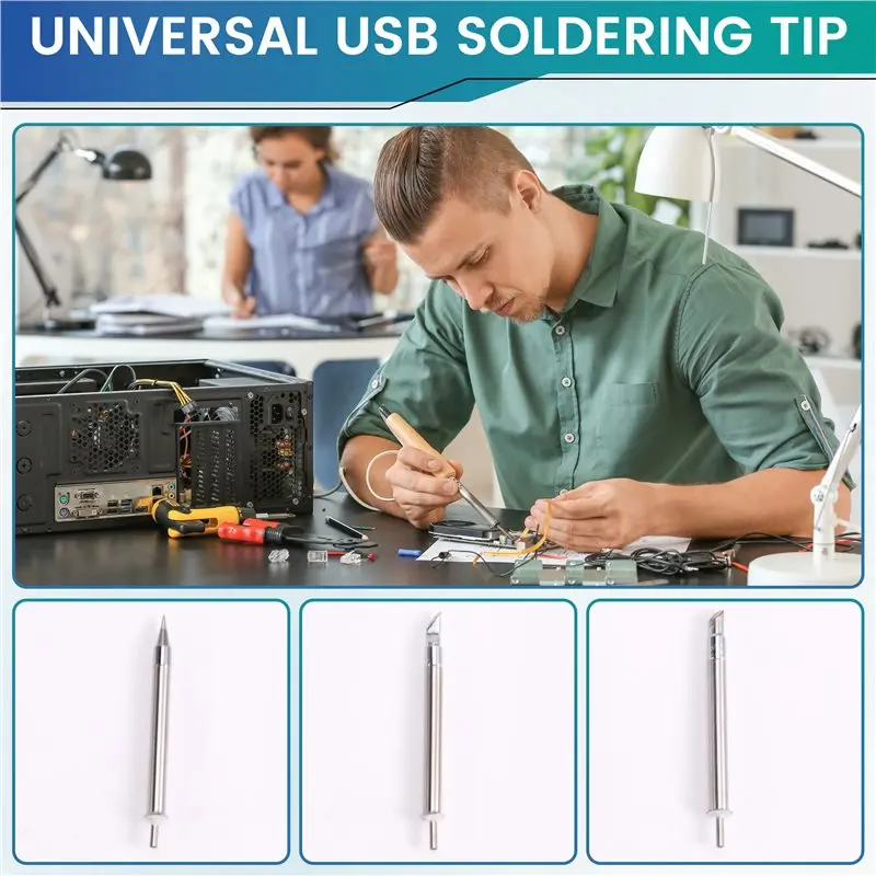 AT05-Heating Accessories For 5V 8W For Battery Soldering Iron- 3Pcs Portable Solder Tips Removable Design