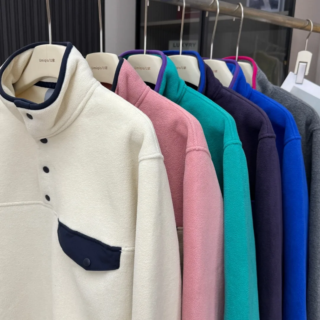 2026 Outdoor-Radsport- und Wanderjacke für Paare mit Farblich Abgestimmtem Patchwork-Design, Stehkragen und Fleece-Futter – Detail 5